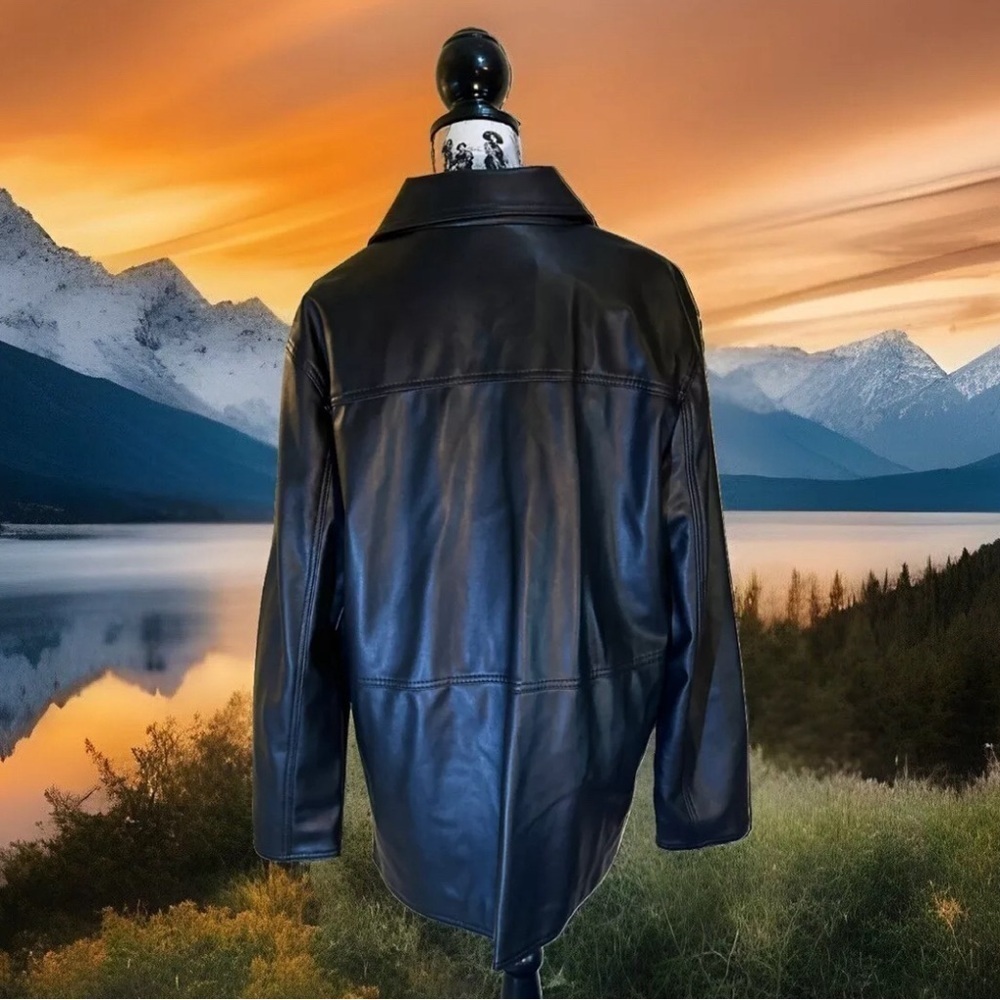 Italian A Collezioni Men's Black Faux Leather Jacket Size Large NWOT - Picture 3 of 4